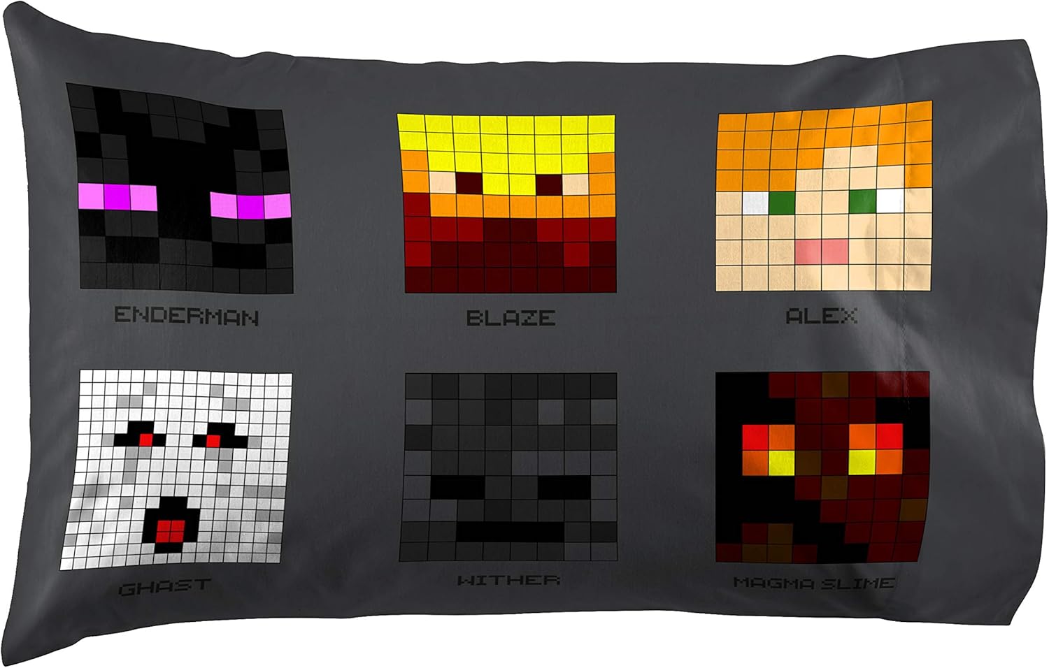 Jay Franco Minecraft Pixel Friends Single Pillowcase - Double-Sided Kids Super Soft