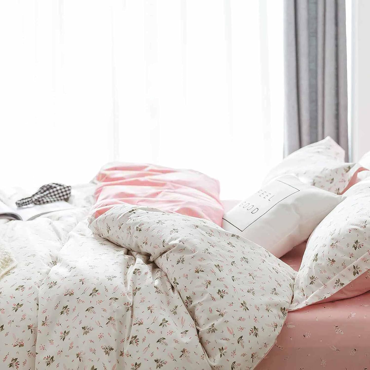 Nanko Pink Floral Queen Duvet Cover Set 3 Piece