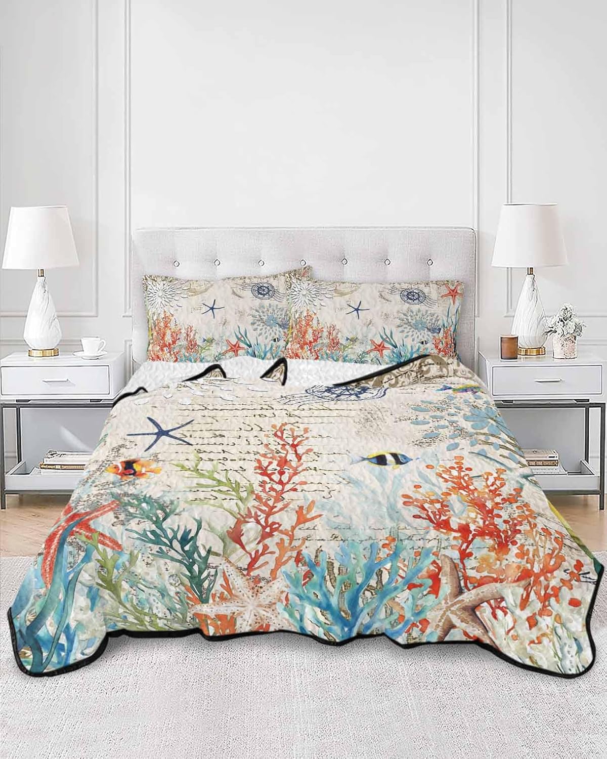 Stongaro Twin XL Quilt Set 3 Pieces Lightweight Coastal Comforter