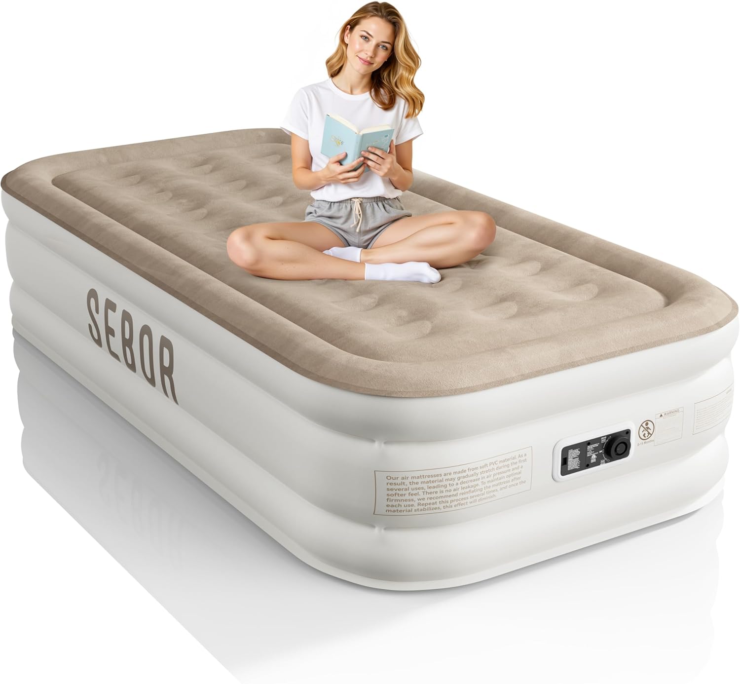 Sebor Air Mattress Twin with Built-in Pump 18 Inch 1