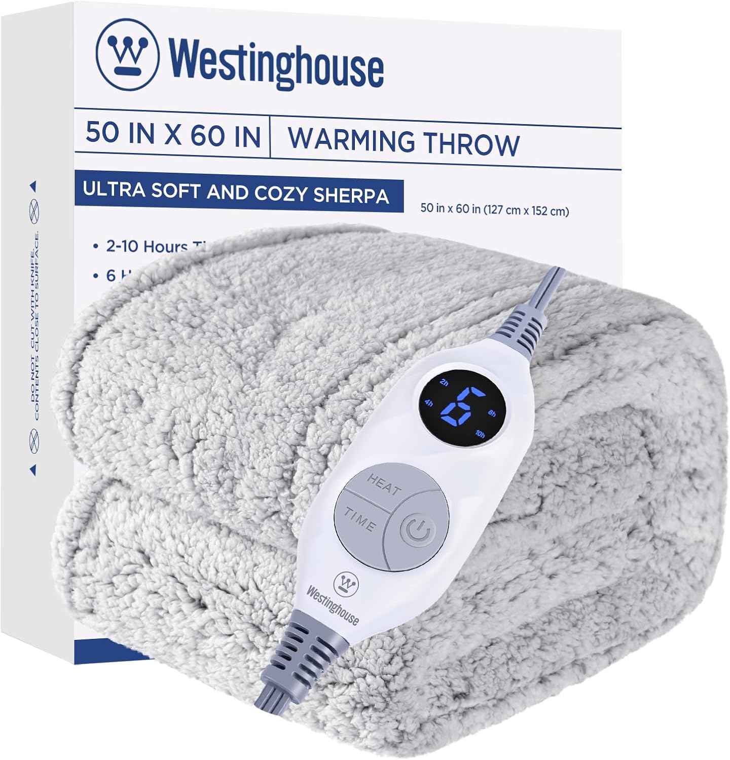Westinghouse Electric Blanket Throw 50x60 Inches Grey