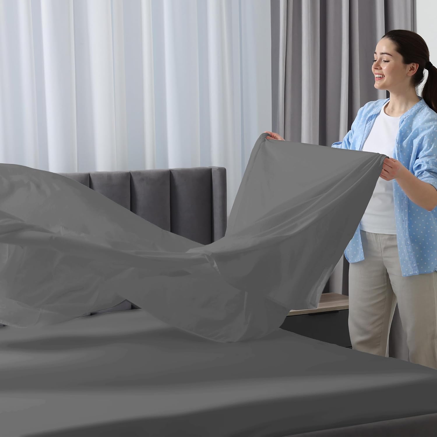ROYALE LINENS Twin XL Flat Sheet - Ultra Soft Brushed Microfiber