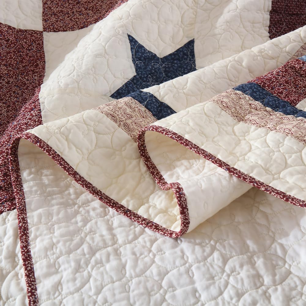 VISIMISI Cotton Bedding Quilt Set 3 Pieces Reversible Star Pattern