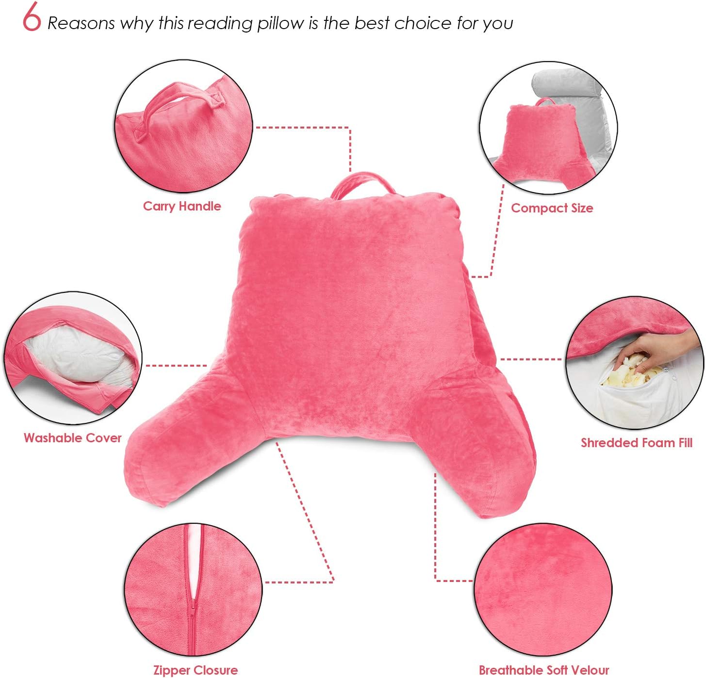 Clara Clark Reading Pillow - Medium Light Pink