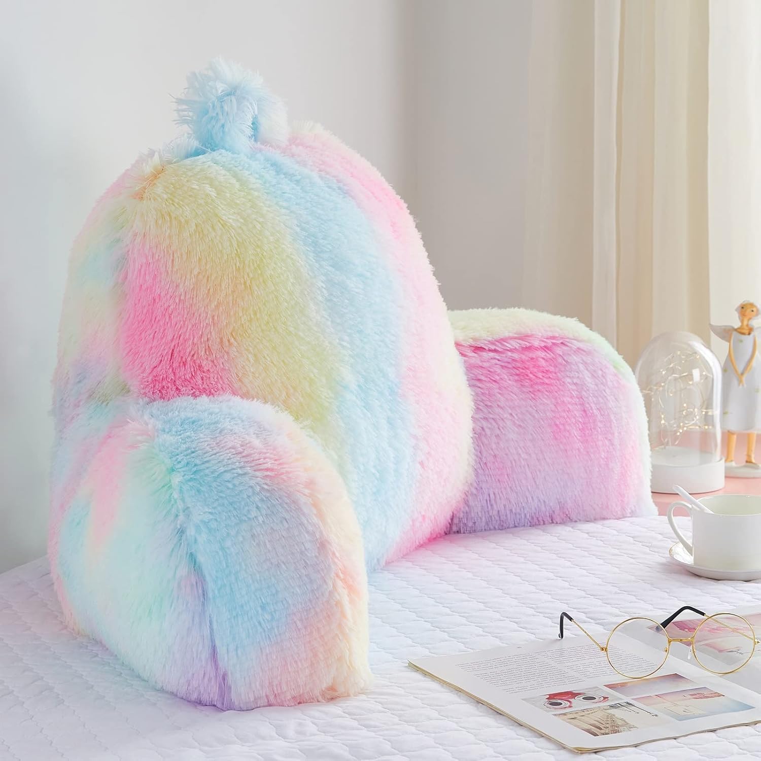 Fluffy Faux Fur Backrest Pillow for Kids and Teens