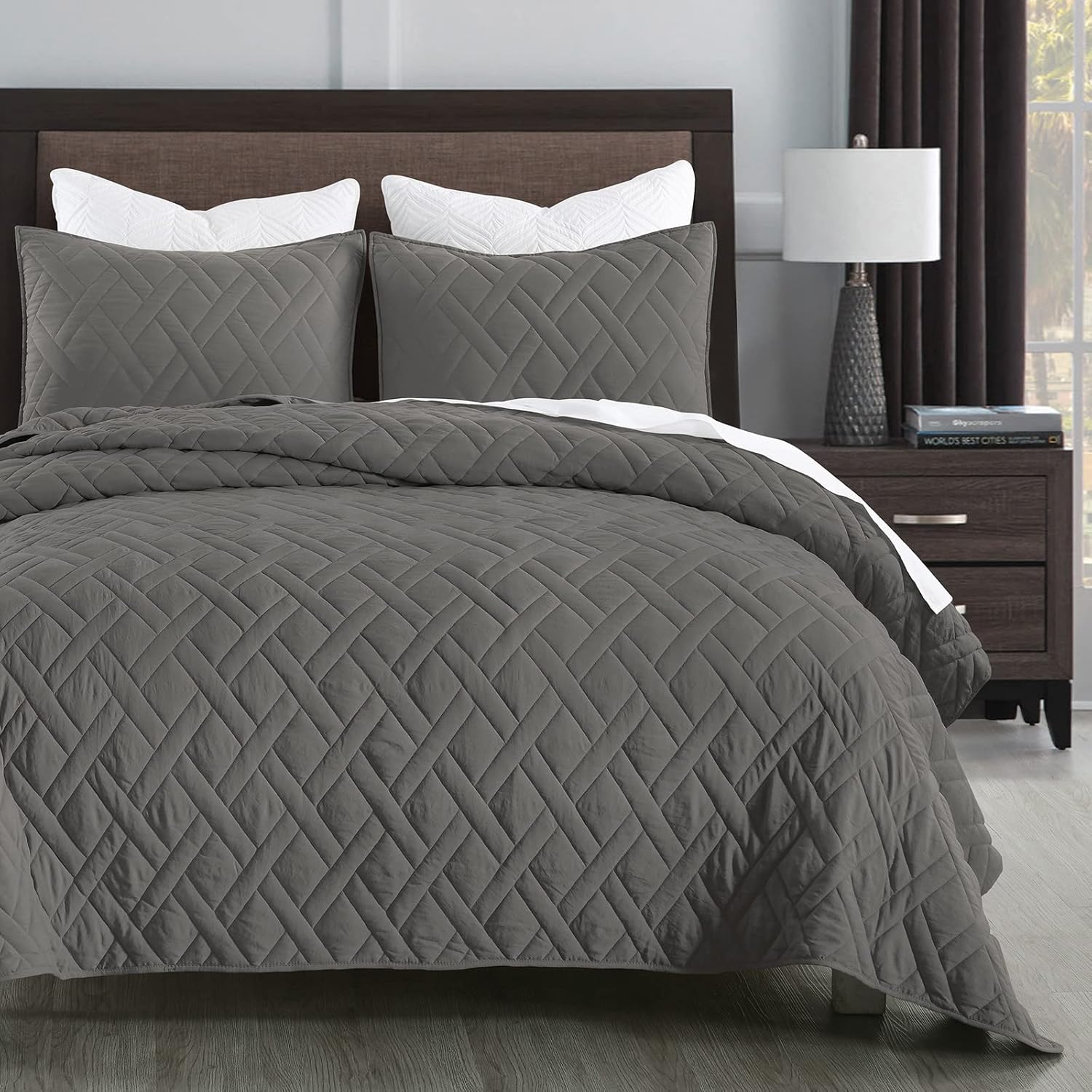 HORIMOTE HOME Queen Size Quilt Set Grey