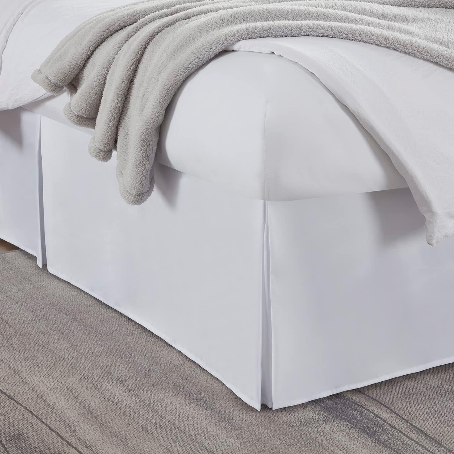 Nestl White Bed Skirt Queen Size - 14 Inch Drop