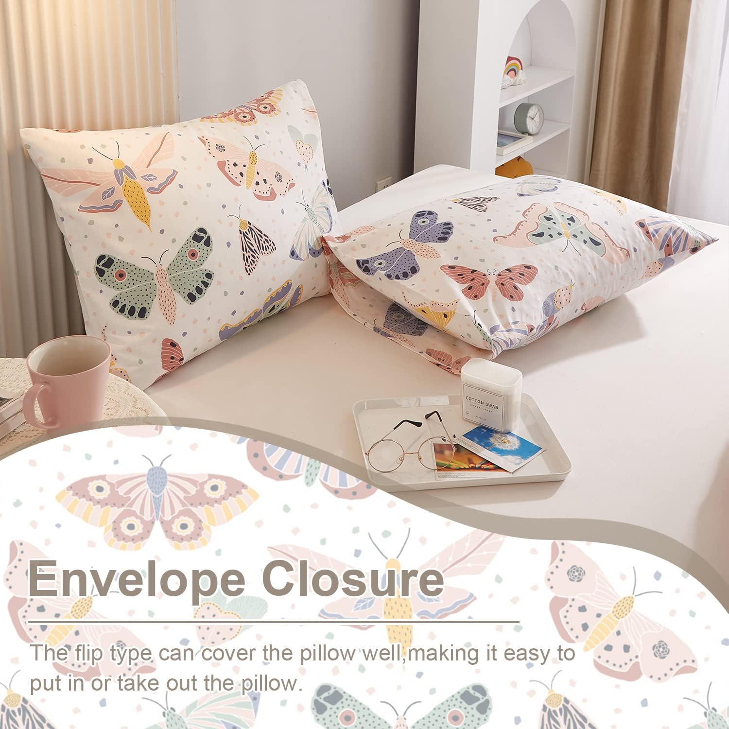 Ivellow Twin Duvet Cover Kids Butterfly 3Pcs 100 Cotton