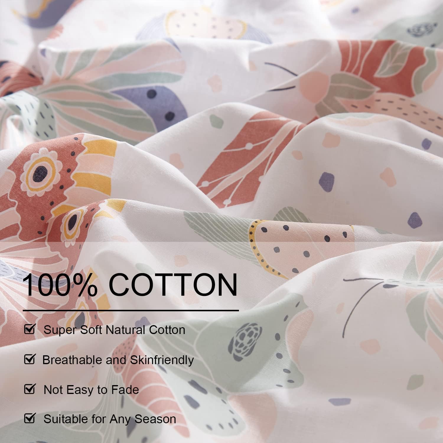 Ivellow Twin Duvet Cover Kids Butterfly 3Pcs 100 Cotton