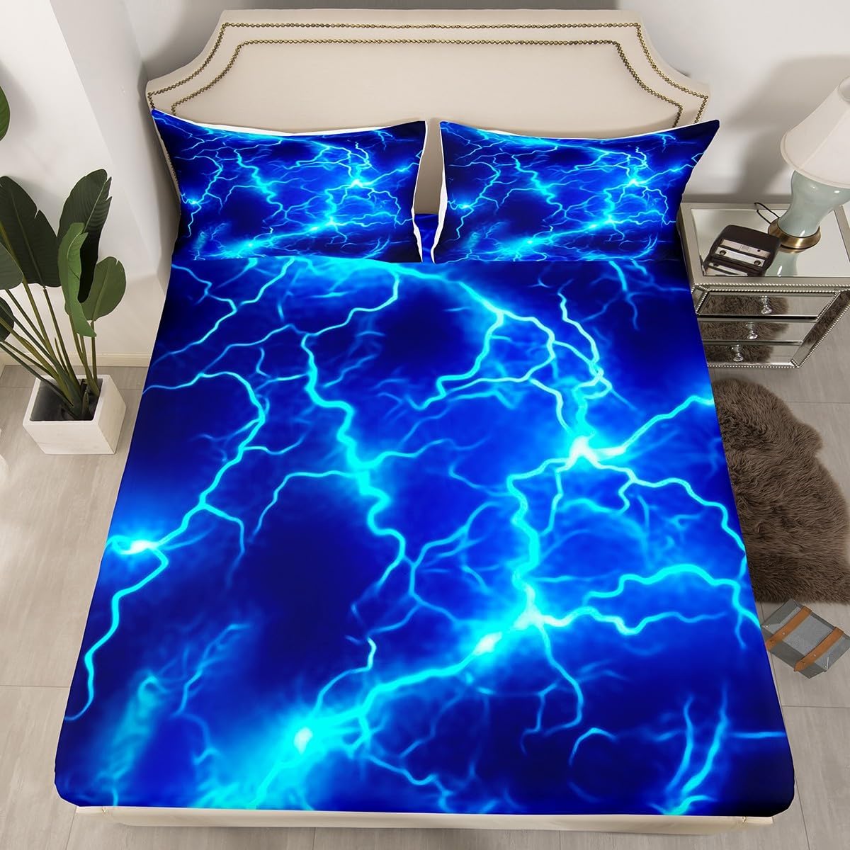 Feelyou Kids Blue Lightning Sheet Set with Pillow Case