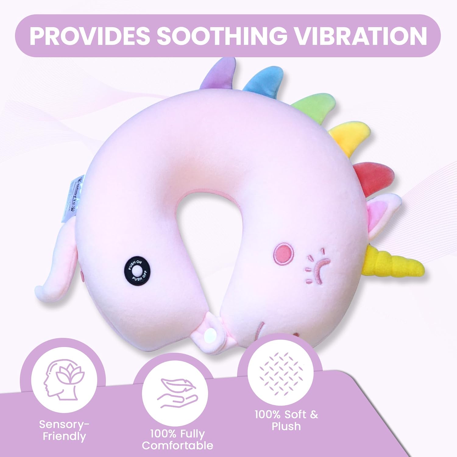SENSORY4U Vibrating Unicorn Neck Pillow for Kids Travel
