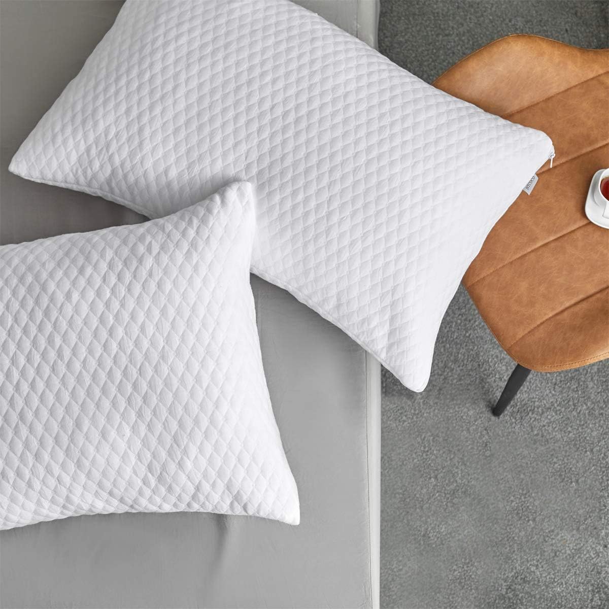 NTCOCO 2 Pack Memory Foam Pillows with Cooling Washable Cover