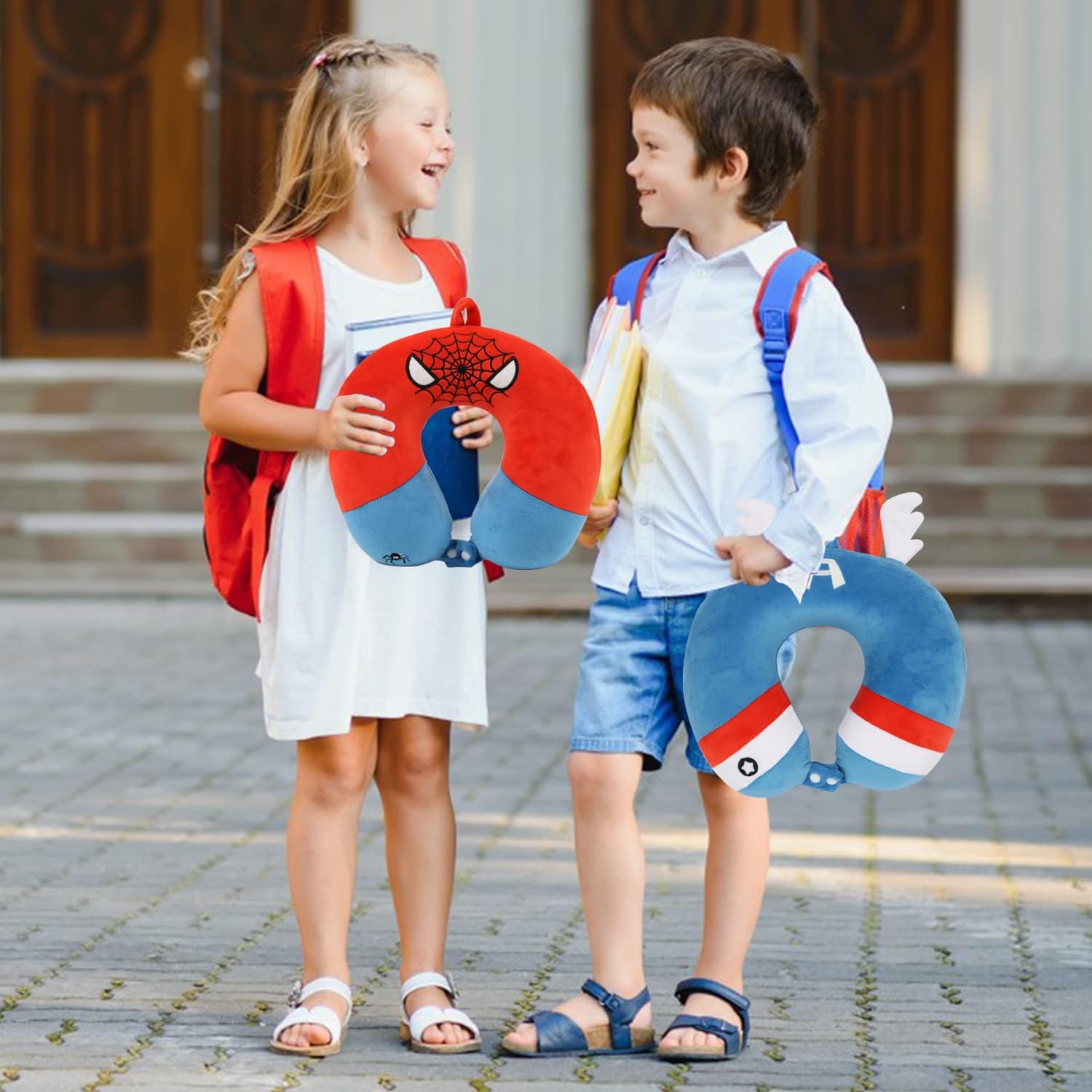 ETOILESEA Superhero Travel Pillow with Eye Mask for Kids Adults