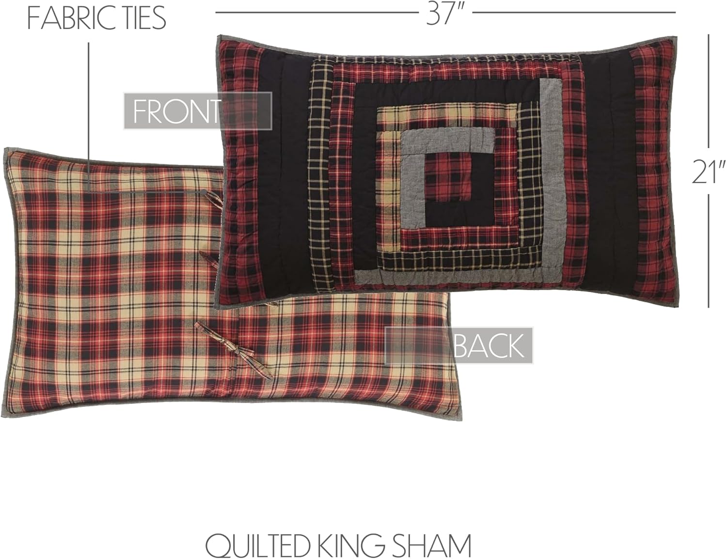 VHC Brands Rustic Cumberland King Sham 21x37 Chili Red