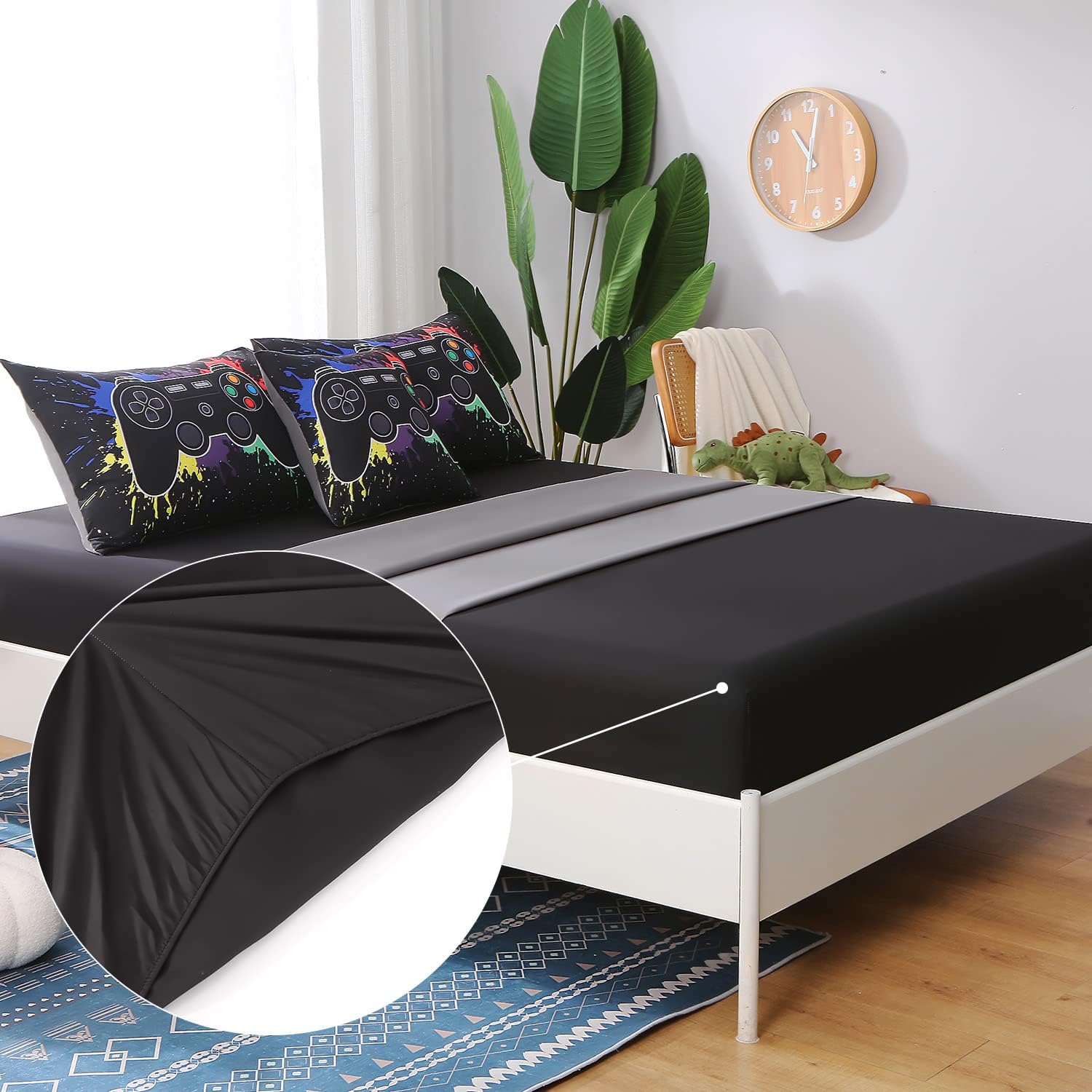JQinHome Twin Gamer Comforter Set - 6 Piece Bed in A Bag