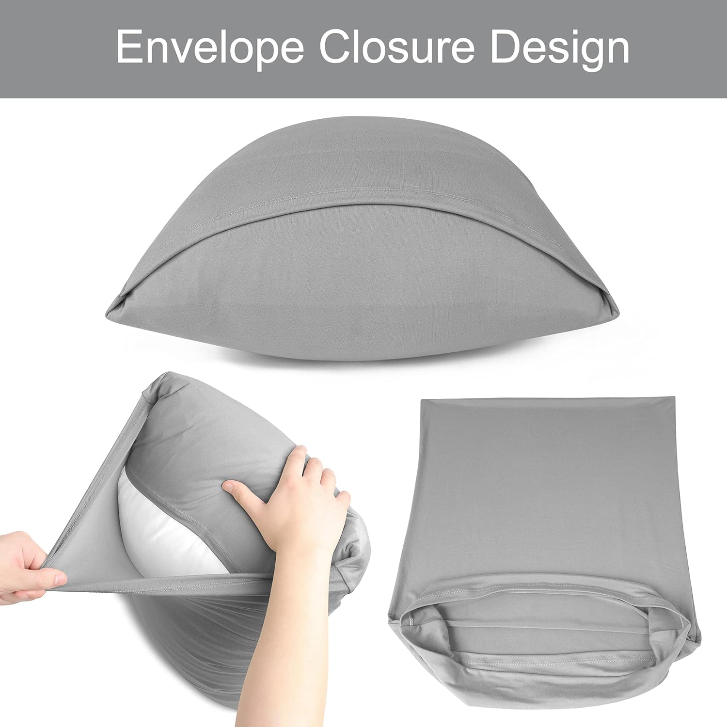 NY HOME Jersey Knit Pillow Cases Set of 2 - Grey Microfiber Blend 1