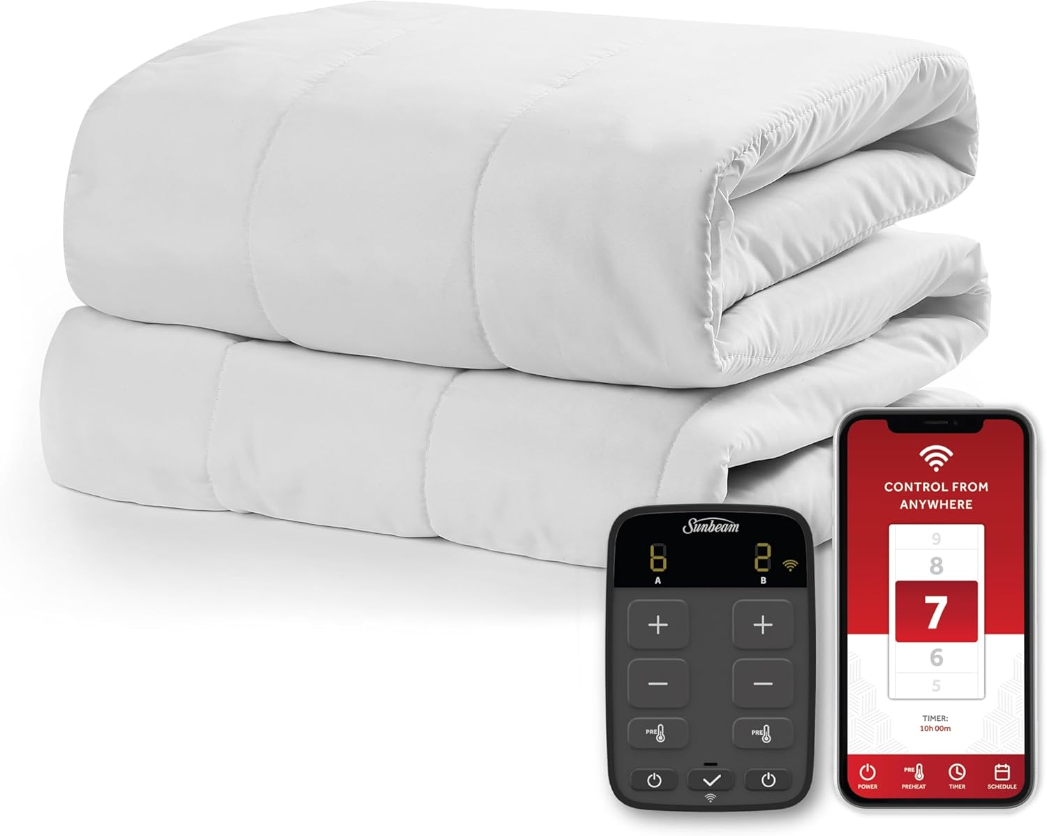 Sunbeam Wi-Fi Mattress Pad with 10 Heat Settings Queen Size