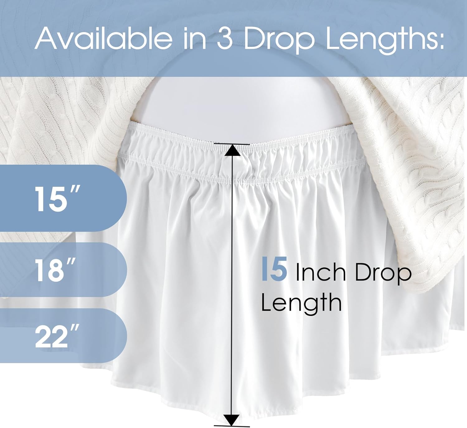 FreshCulture Queen Bed Skirt with Elastic Wrap 1