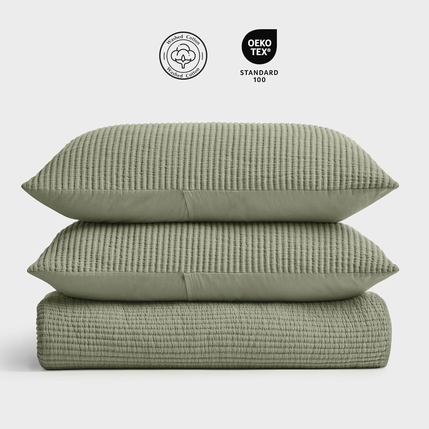 EVERGRACEHOME Cotton Coverlet Set King Size 3 Pieces