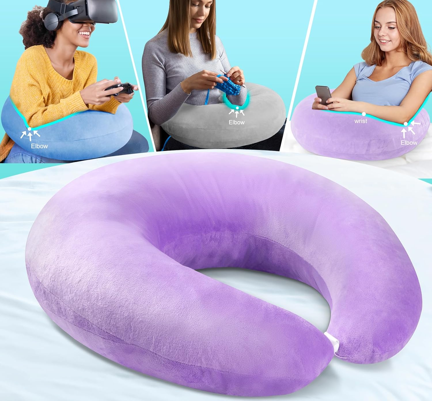 Vamorry Ergonomic Arm Support Pillow for Gaming Reading Crocheting