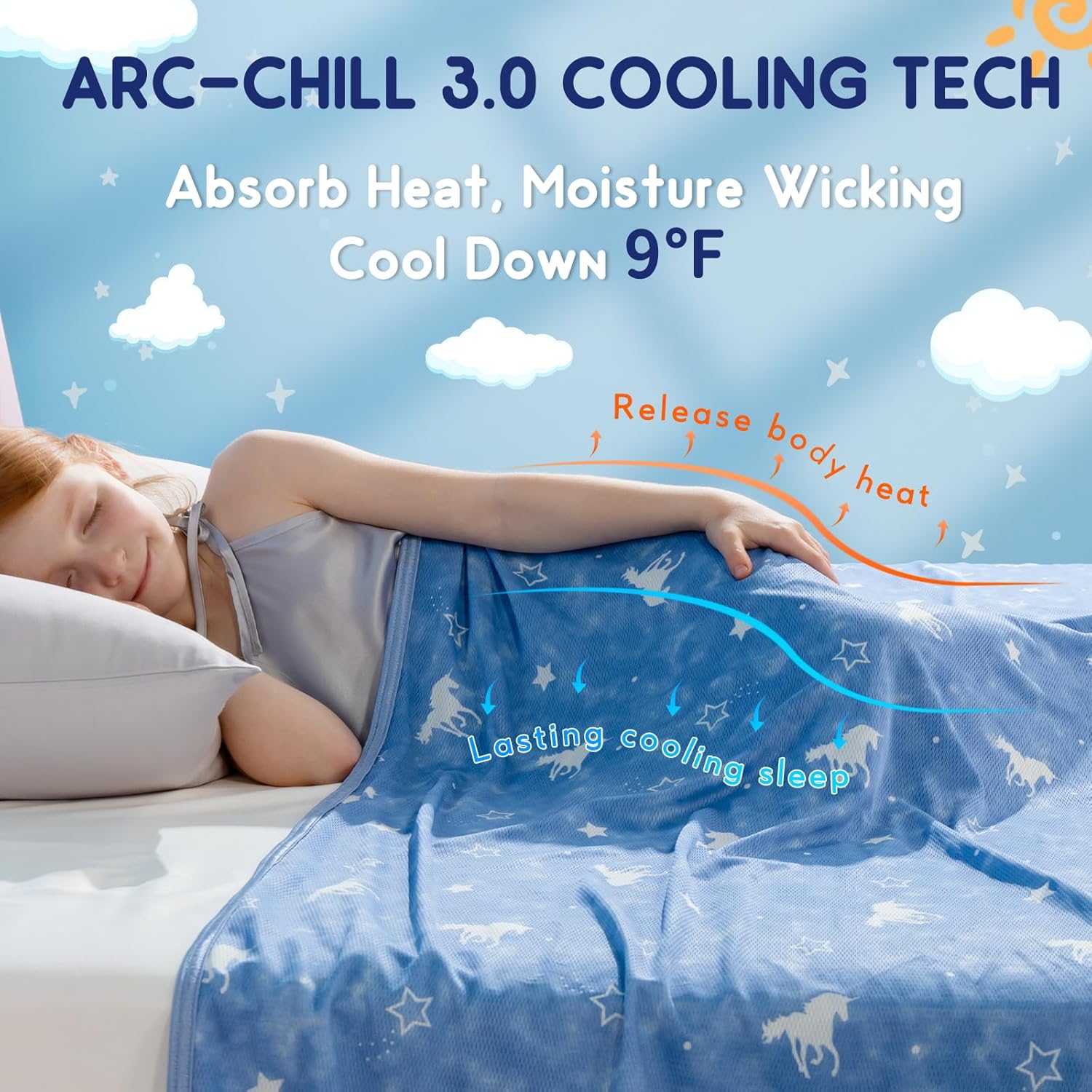 Elegear Kids Cooling Blanket with Glow in The Dark Design
