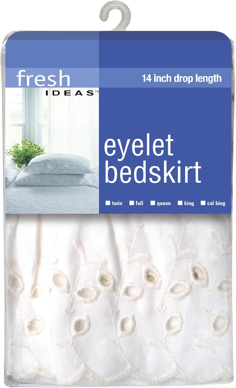 FRESH IDEAS White Queen Bed Skirt with Ruffles and Eyelet Embroidery 1