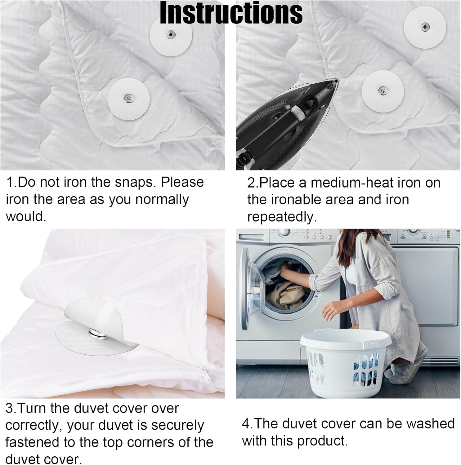 16pcs Duvet Snaps with 20 Acrylic Stickers for Secure Comforter Hold