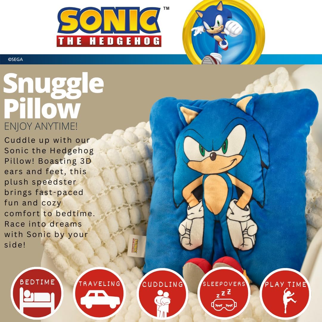 Franco Sonic The Hedgehog Plush Snuggle Pillow