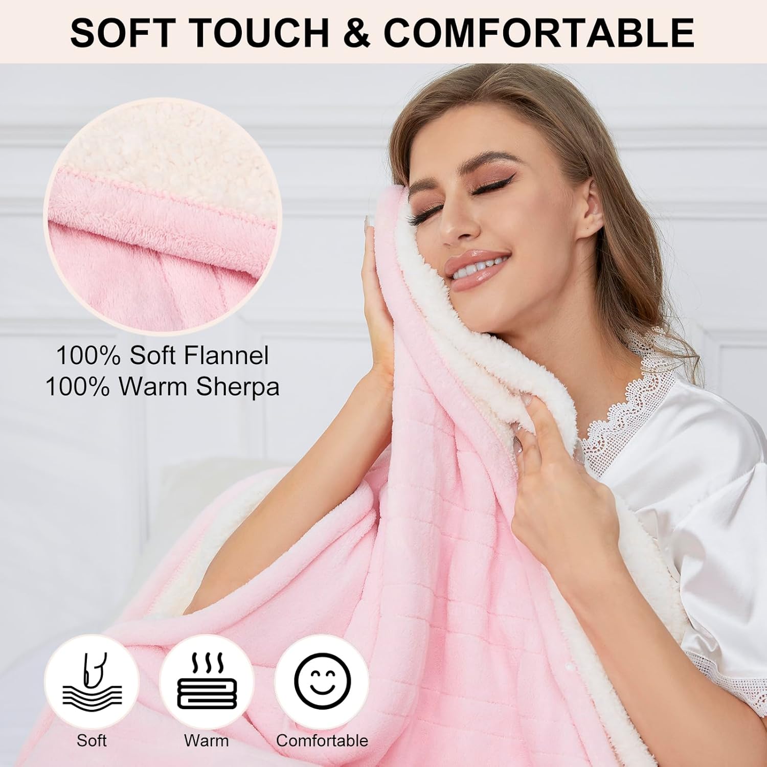 YANYEA Electric Heated Throw Blanket with 6 Heat Settings