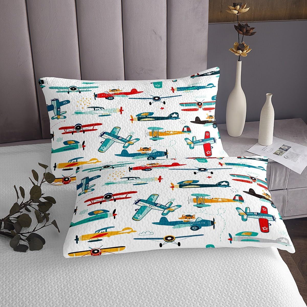 Feelyou Cartoon Aircraft Coverlet Set for Kids 1