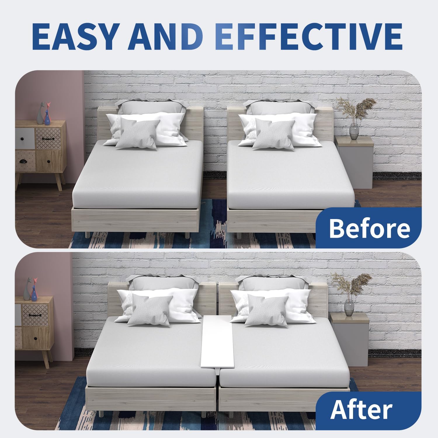 Limthe Bed Bridge Twin XL to King Converter with Washable Cover