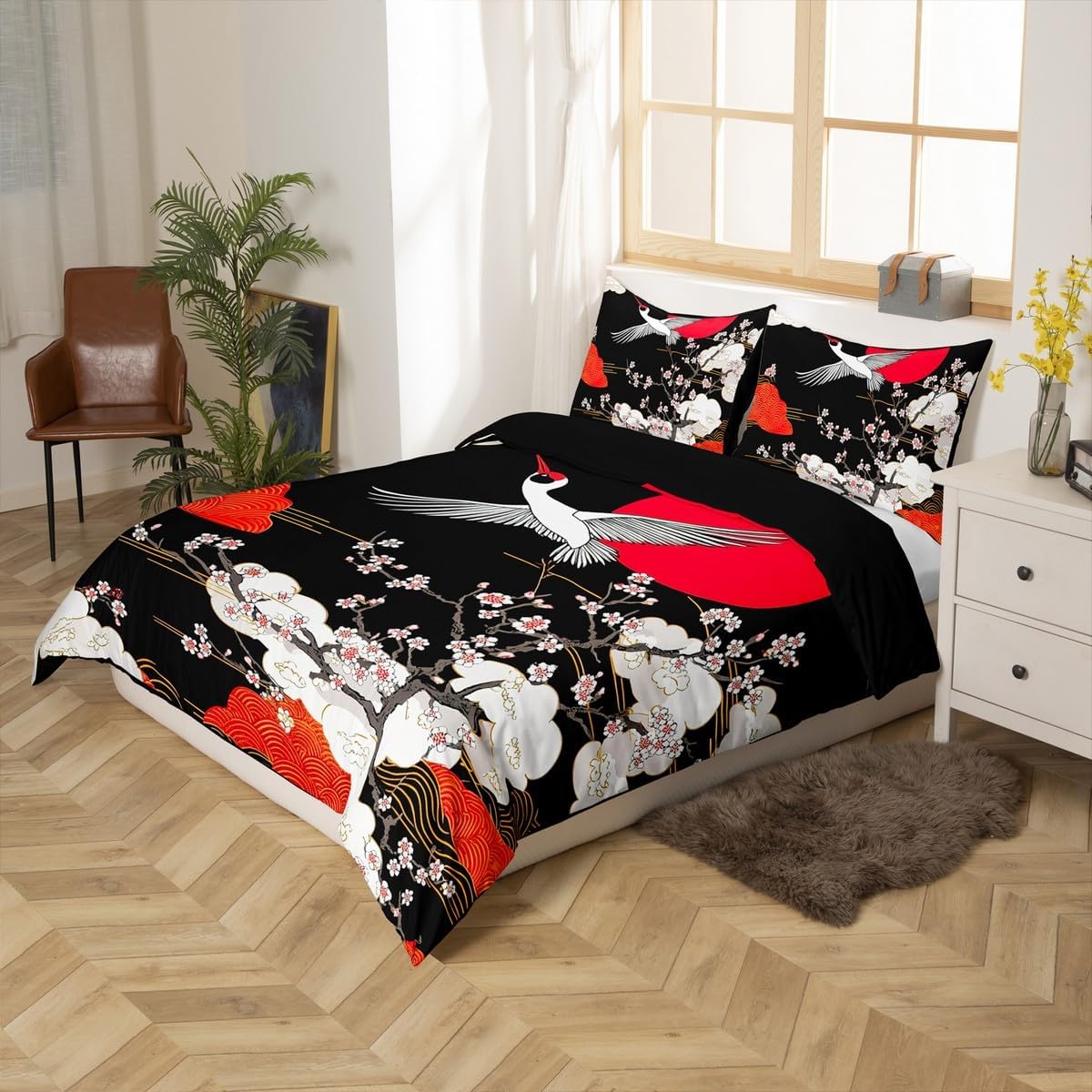 Feelyou Cherry Blossoms Duvet Cover Set King Size