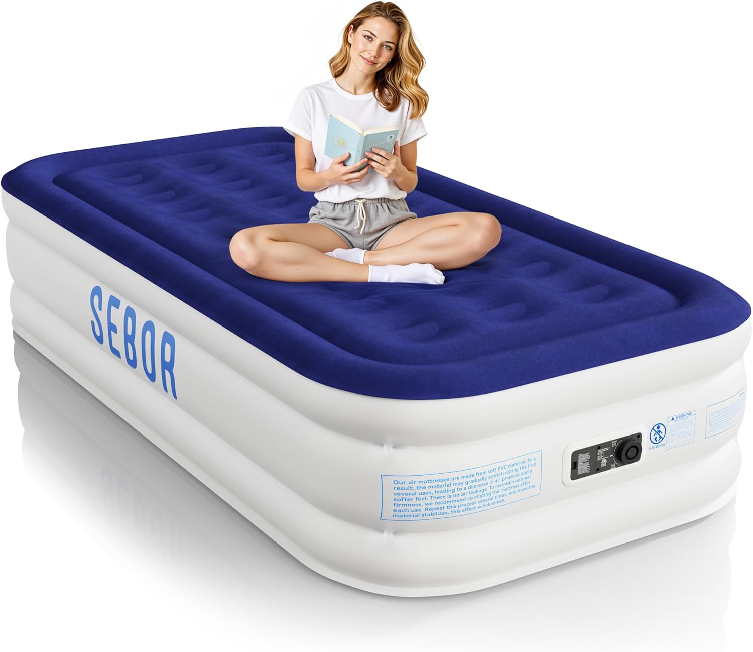 Sebor Air Mattress Twin with Built-in Pump 18