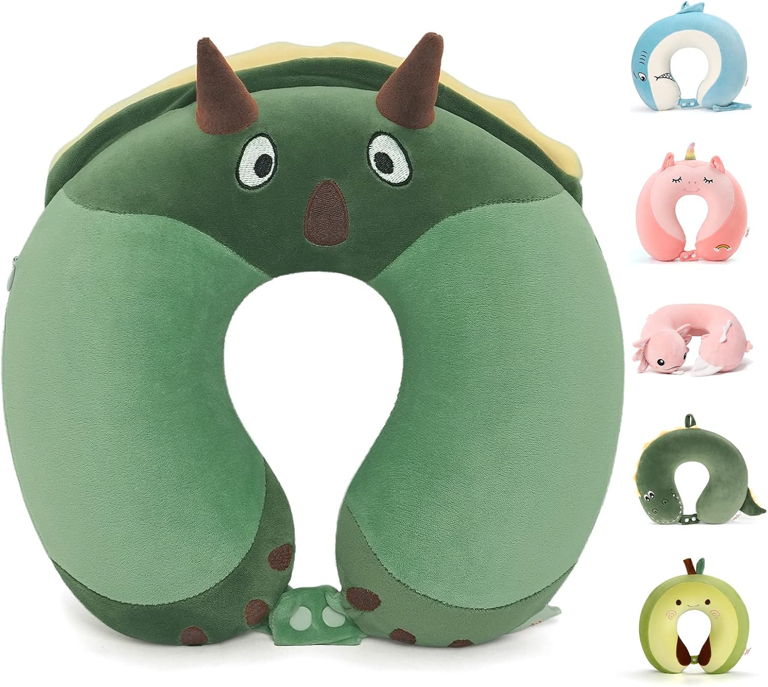Niuniu Daddy Kids Travel Pillow - Green Dinosaur Design for Boys and Girls