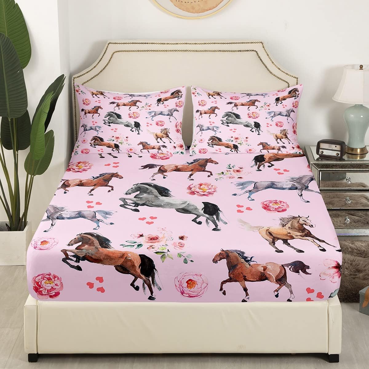 Erosebridal Pink Rose Floral Twin Bedding Set