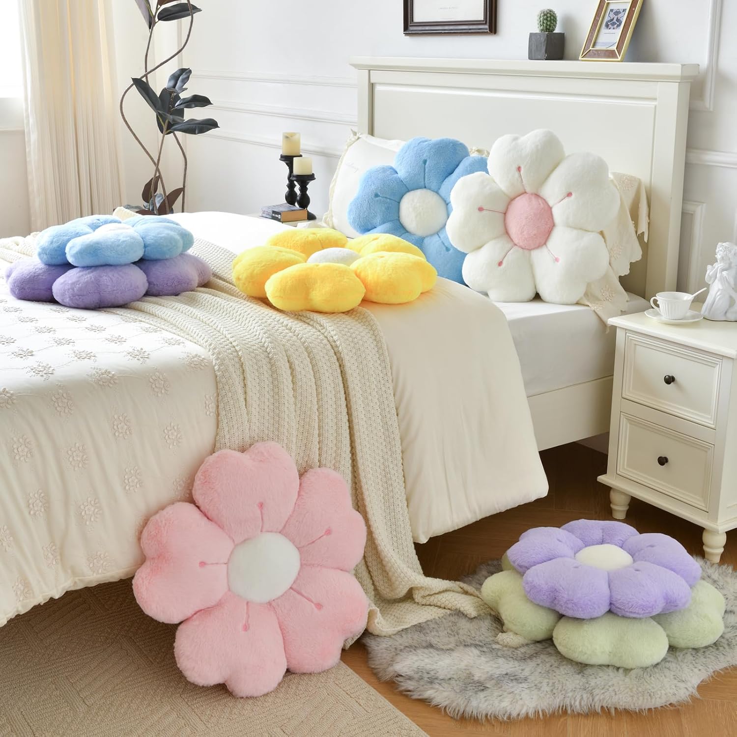 Yellow Daisy Flower Pillow Decorative Throw Cushion