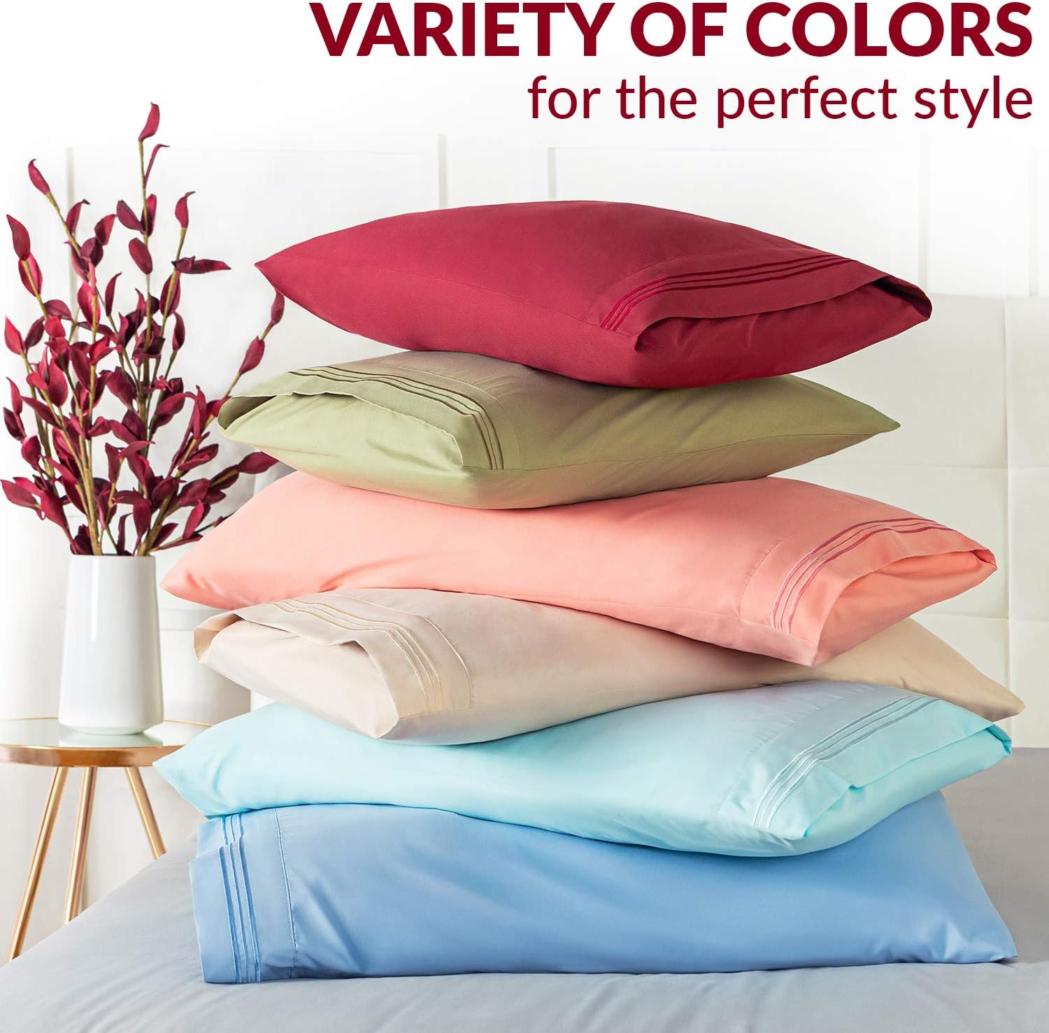 Mellanni Pillow Cases - 2 PC Extra Soft Cooling Striped White