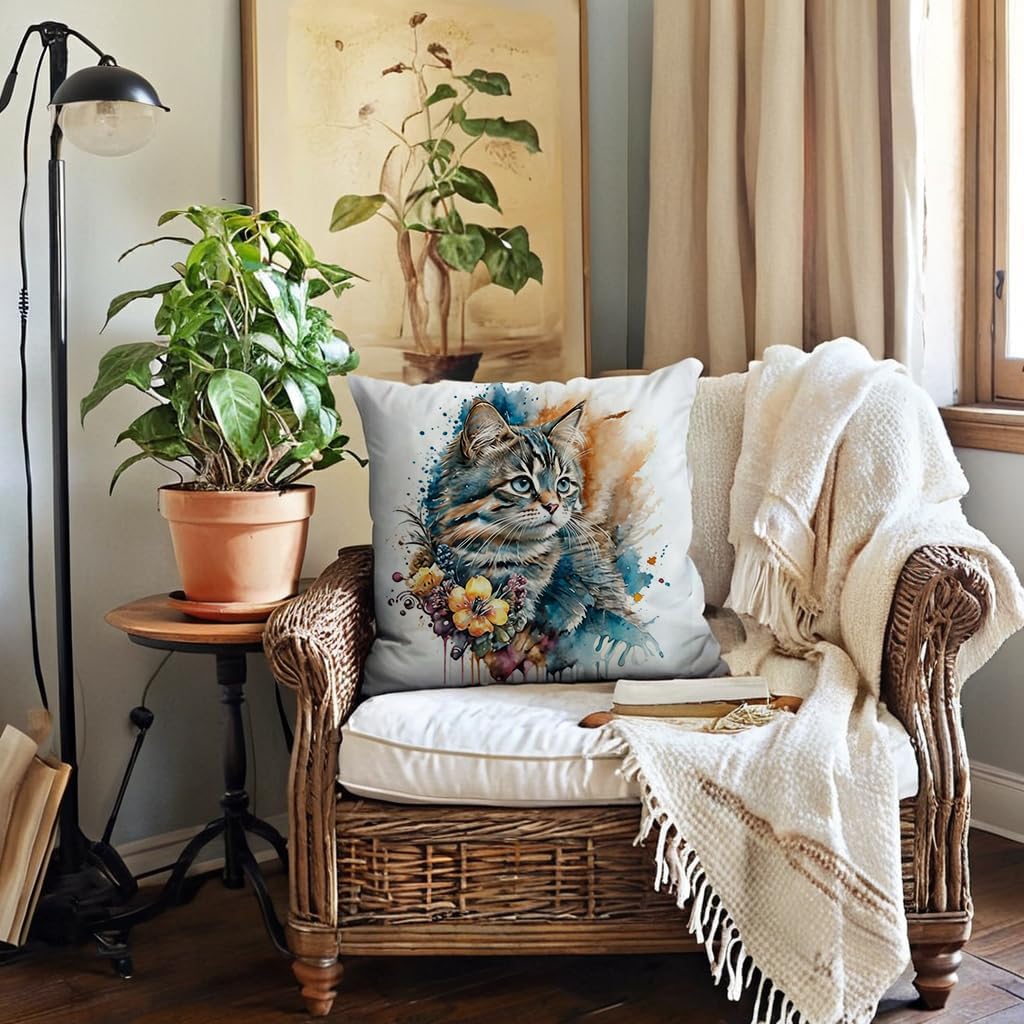 7COLORROOM Watercolor Animals Throw Pillow Covers 2 Pack