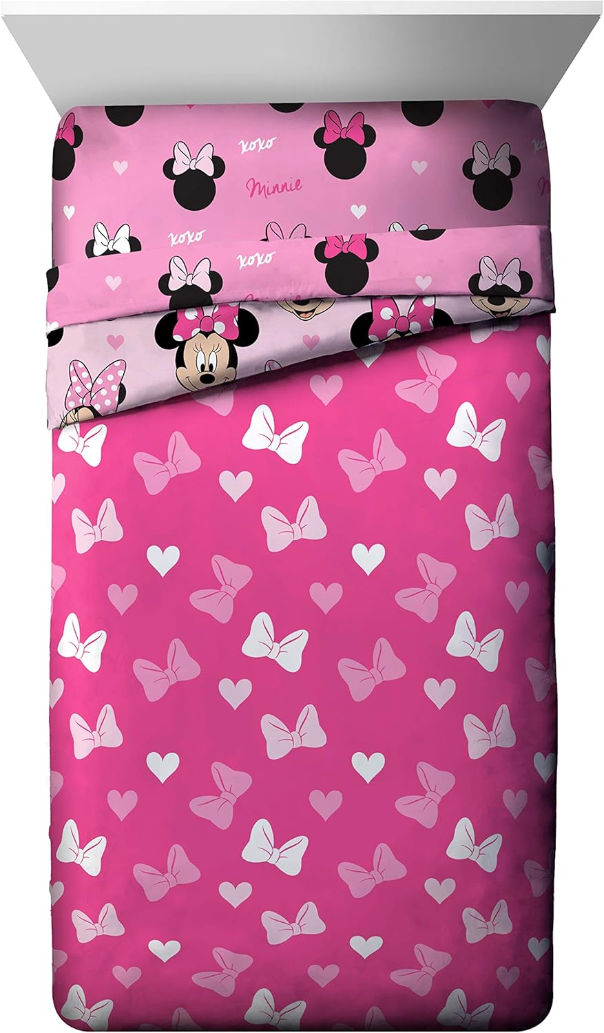 Jay Franco Kids Comforter - Reversible Microfiber Fill Pink Minnie Mouse Twin