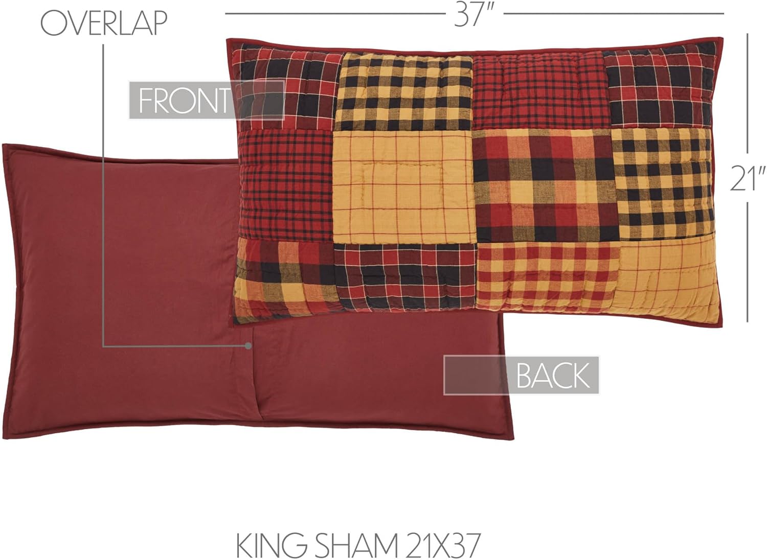 VHC Brands Sham King Quilted 21x37 Burgundy