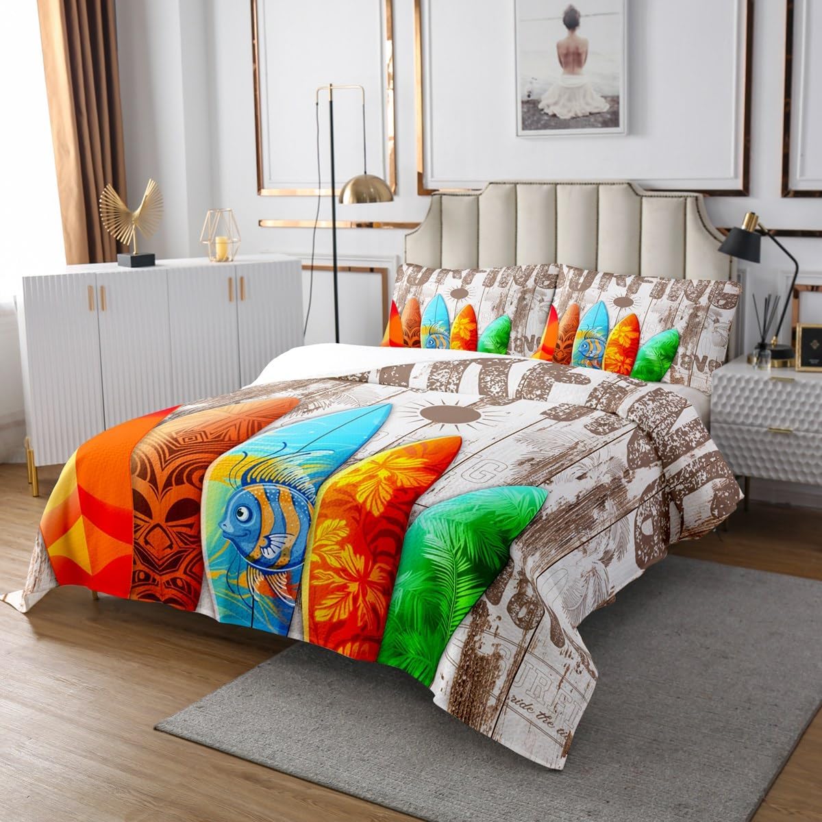 Homewish Surfboard Coverlet Set Queen Size 1