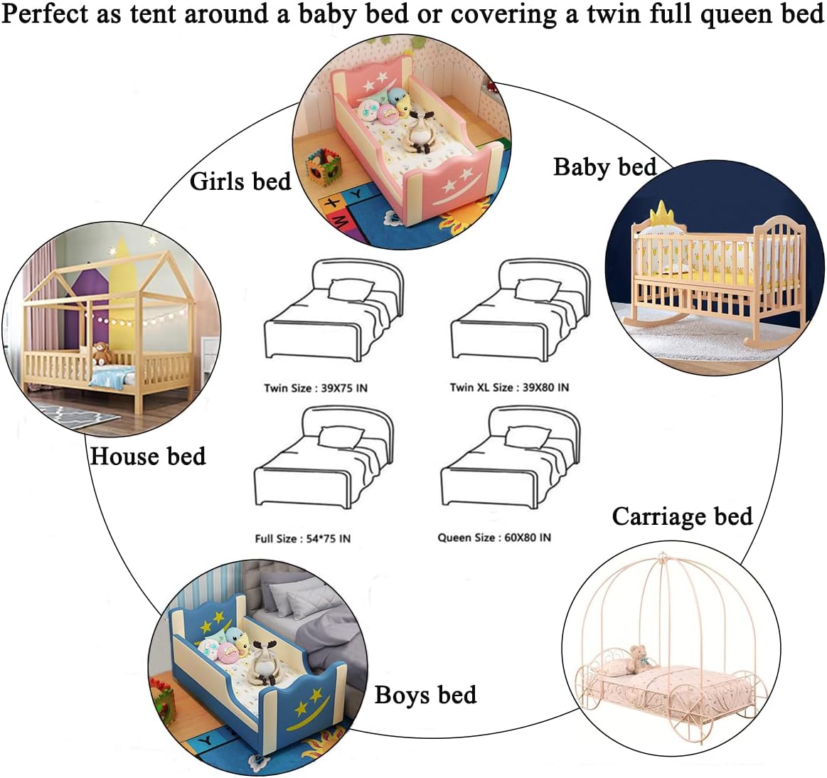 Gold Star Princess Bed Canopy with Lights for Kids