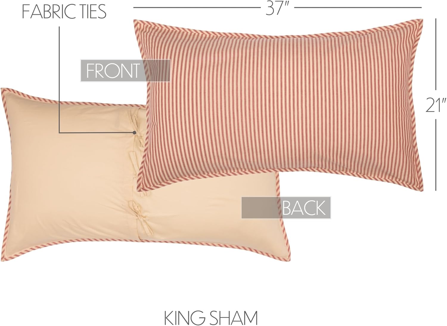 VHC Brands Farmhouse Stripe King Pillow Sham Cover 21x37