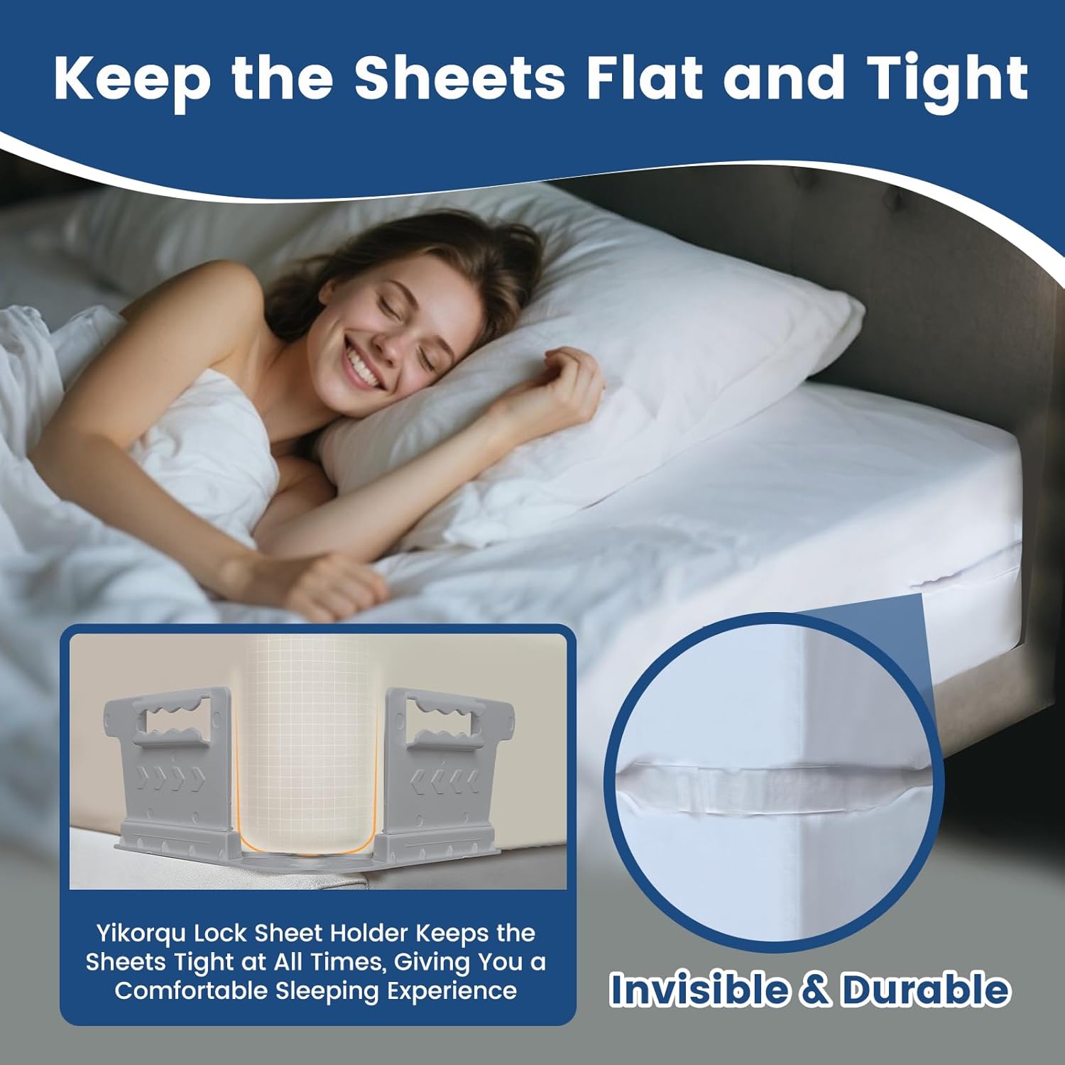 Yikorqu 4PCS Bed Sheet Holders for Corners - Gray