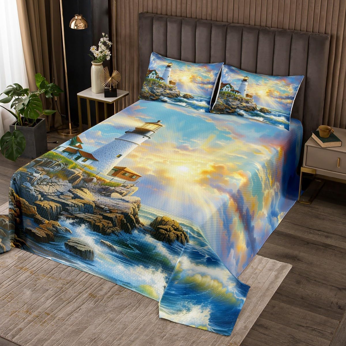 Erosebridal 3D Lighthouse Bedspread Set for Kids