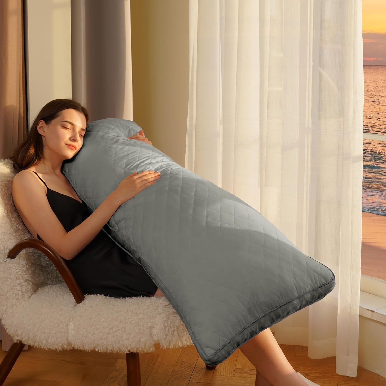 Ubauba Memory Foam Body Pillow - 20x54 Inch Grey 1