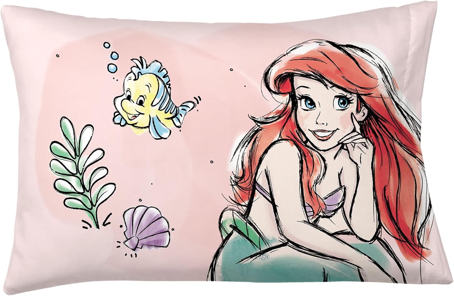 Disney Little Mermaid Ariel and Rapunzel Reversible Pillowcase 20x30