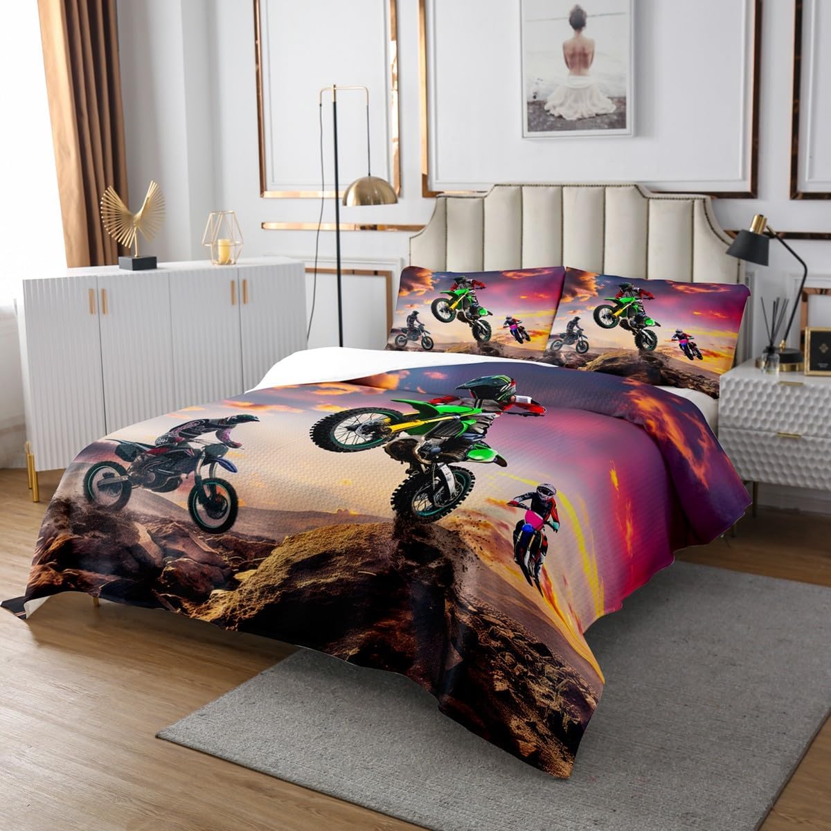 Erosebridal Motorbike Bedspread Quilt Set for Kids 1