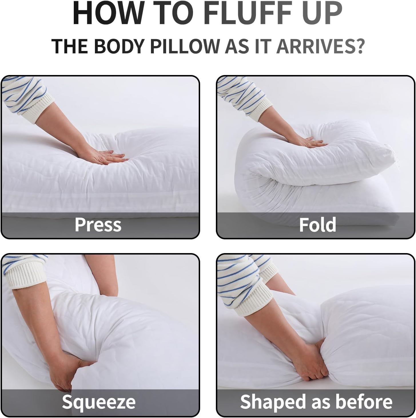 DOWNSTORIA Memory Foam Body Pillow - Fluffy Supportive 20x54 Inch White