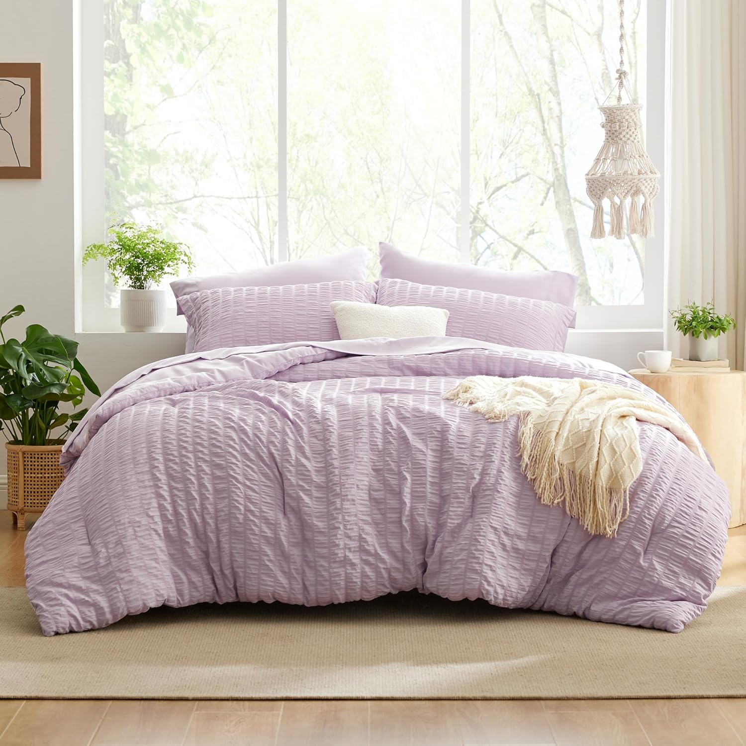Loves Cabin Seersucker Lavender Comforter Set 5 Pieces